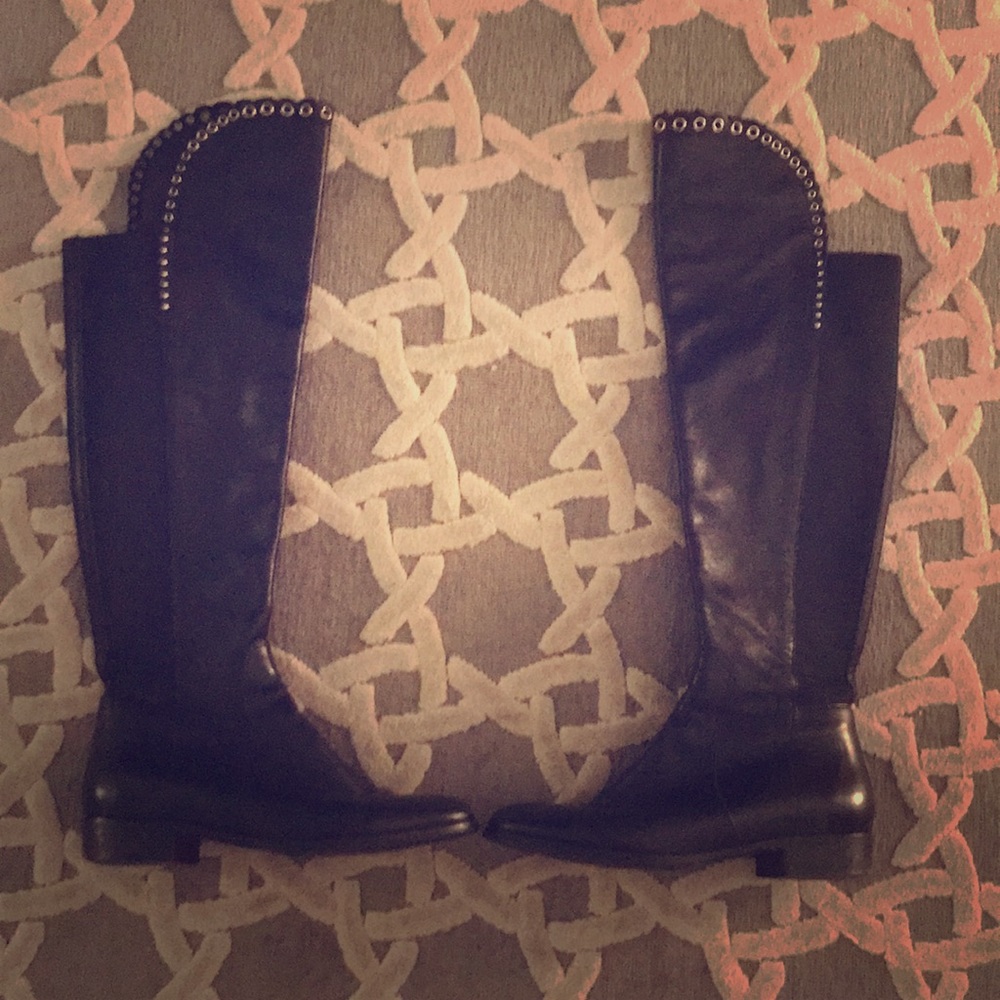 Black Leather Over The Knee (OTK) Boots Size 38